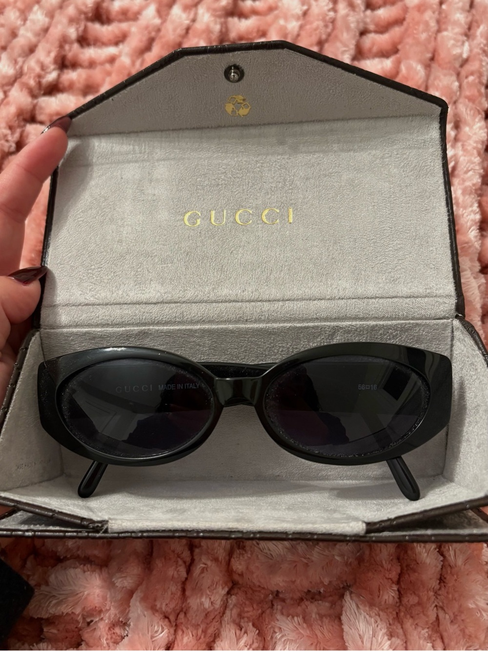 Gucci Black Oval Cat-Eye Sunglasses